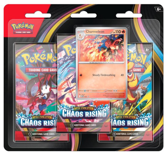 Pokémon Kaarten - Mega Evolution - Chaos Rising - 3 Booster Packs - 30 Kaarten Totaal + 1 Foil Promo Kaart van Charmeleon - TCG - Pokemon Box - Pokemon Cards - Pokemon Speelgoed - Pack