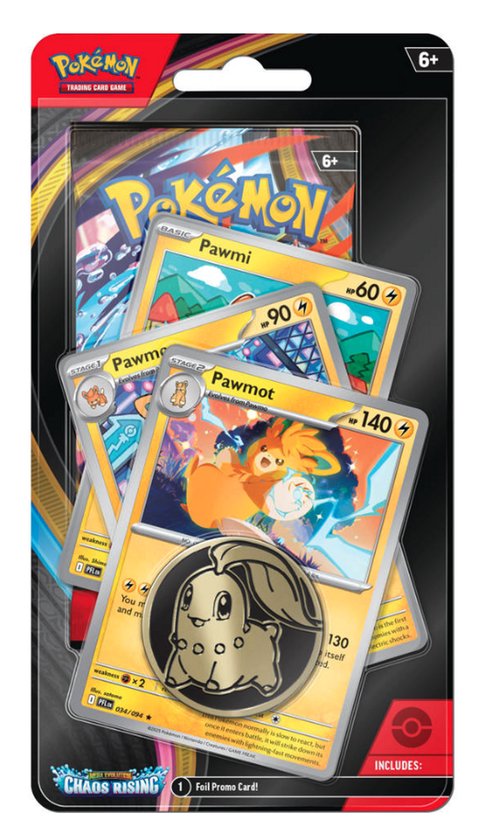 Pokémon Kaarten - Mega Evolution - Chaos Rising - Premium Checklane Blister met Pawmot (Foil Promokaart) - Booster Bundle - 1 Booster Pack - 13 Kaarten Totaal - TCG - Pokemon Box - Pokemon Cards - Pokemon Speelgoed - Pack