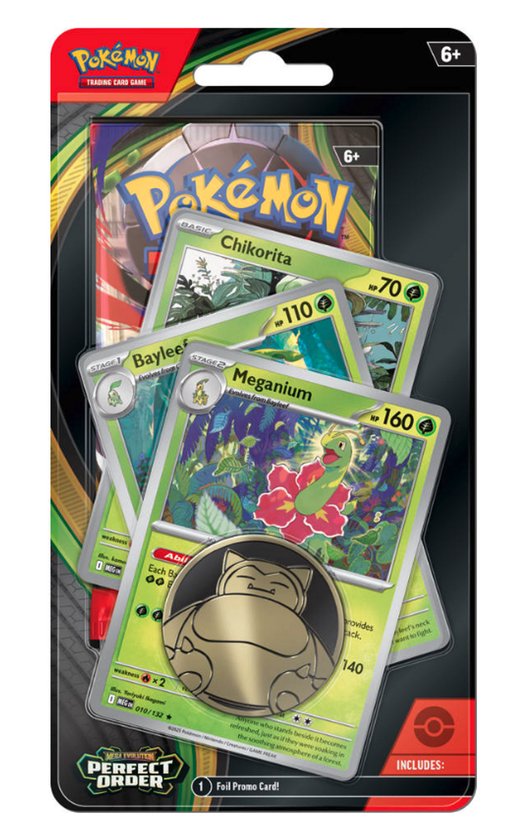 Pokémon Kaarten - Mega Evolution - Perfect Order - Premium Checklane Blister met Meganium (Foil Promokaart) - Booster Bundle - 1 Booster Pack - 13 Kaarten Totaal - TCG - Pokemon Box - Pokemon Cards - Pokemon Speelgoed - Packs