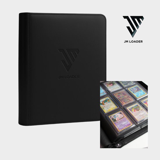 JM Loader - Luxe verzamelmap Toploader binder - Map voor 252 Pokemon kaarten in toploader - Geschikt als pokemon verzamelmap - Zwart