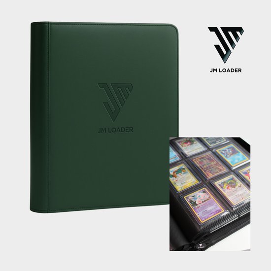 JM Loader - Luxe verzamelmap Toploader binder - Map voor 252 Pokemon kaarten in toploader - Geschikt als pokemon verzamelmap - Groen
