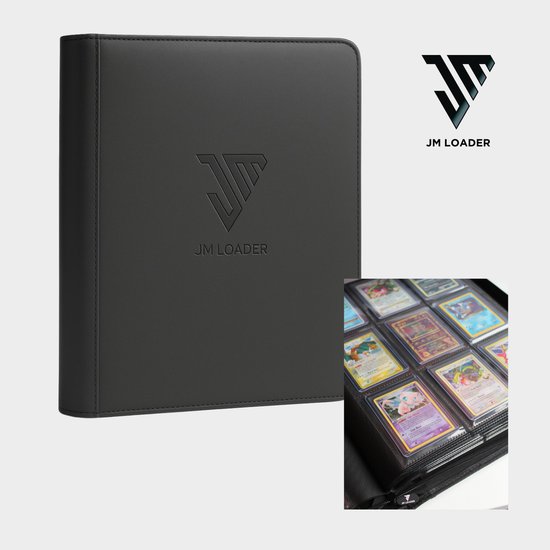 JM Loader - Luxe verzamelmap Toploader binder - Map voor 252 Pokemon kaarten in toploader - Geschikt als pokemon verzamelmap - Grijs
