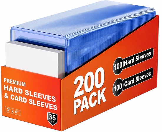 BOTC Toploader 3x4 inch - Trading Card Sleeves - 200 Stuks - Harde & Zachte Kaartbeschermers – 100 Toploaders + 100 Soft Sleeves - Geschikt voor Sportkaarten, Pokémon Kaarten & Trading Cards