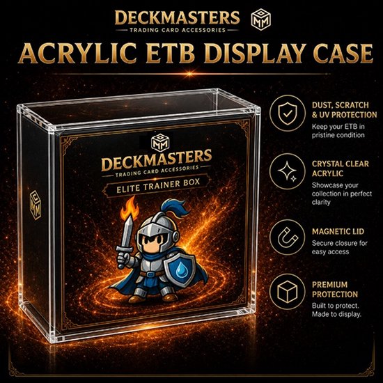 Deckmasters® - Acryl Case Geschikt voor Pokemon Elite Trainer Box (ETB) – Sealed ETB Display – ETB Display – Magnetische Sluiting – UV Bescherming – Transparante Display
